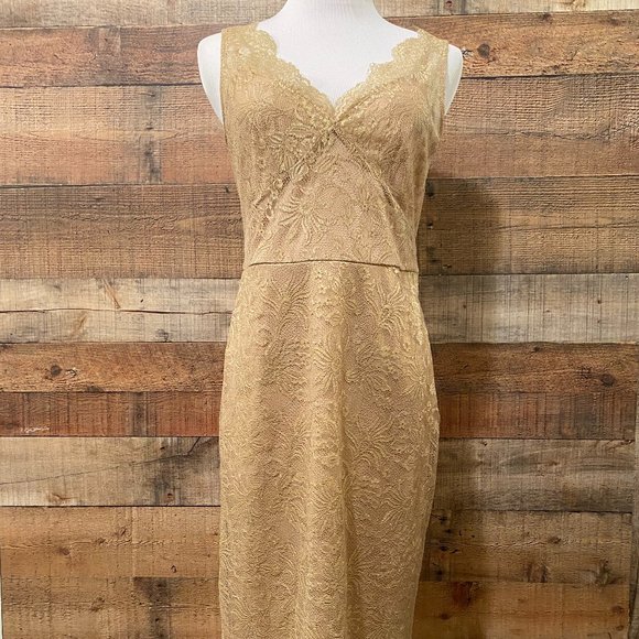 BCBG Max Azria Gold Lace Slip Dress Size 2-  Stunning! NWT - Picture 1 of 13